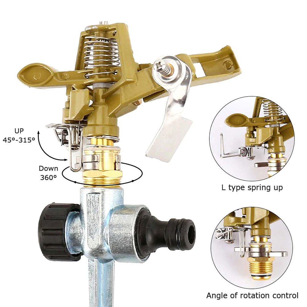 

360 Degree Garden Sprinklers Automatic Watering Grass Lawn Rotary Nozzle Full Circle Rotating Water Sprinkler Irrigation System
