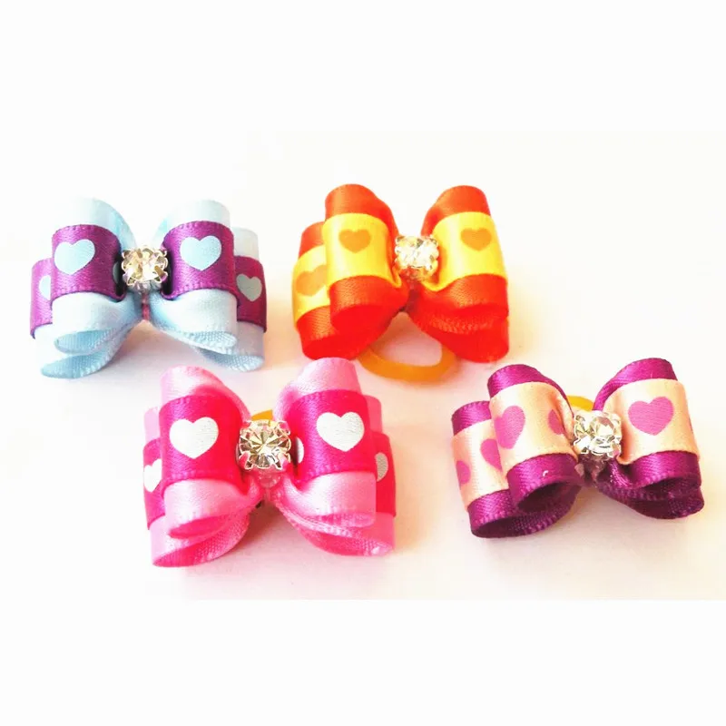 100 шт./лот аксессуары для собак с милым сердцем на День святого Валентина банты
