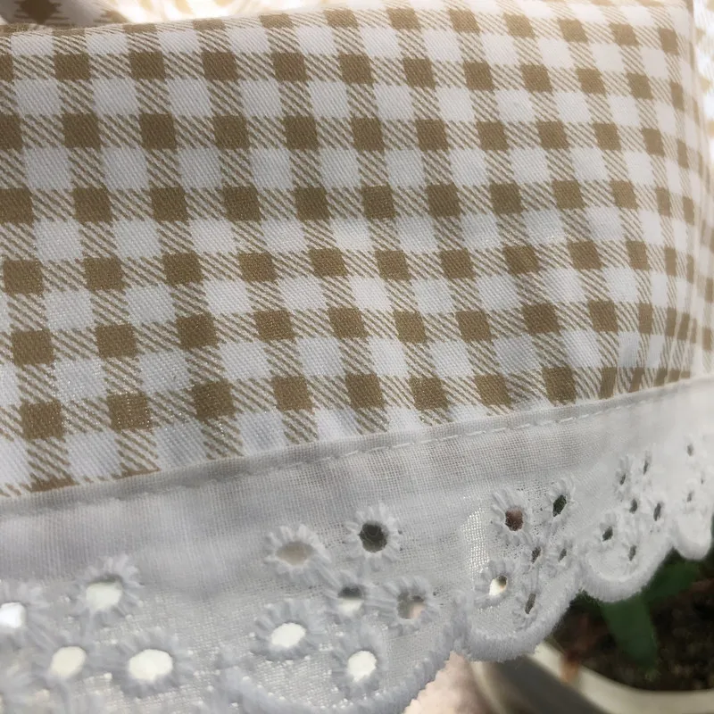 Корейский стиль бежевый кофейный решетчатый хлопок кухня/ванная полузанавеска