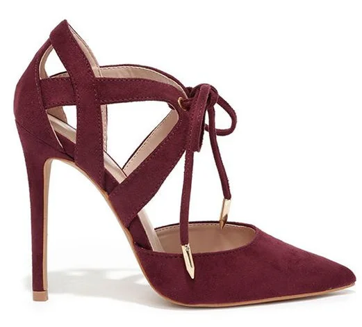 

Pointed slim heel solid strap sexy high heels solid heels