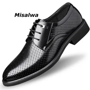Misalwa мужские кожаные офисные туфли с вырезами классические туфли дерби Костюмные туфли для мужчин британские деловые Свадебные увеличенные туфли 36-49