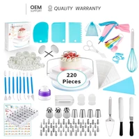 220pieces cake decorating nozzle set silicone pastry bag tips kitchen accessories icing piping cream reusable kit baking tool