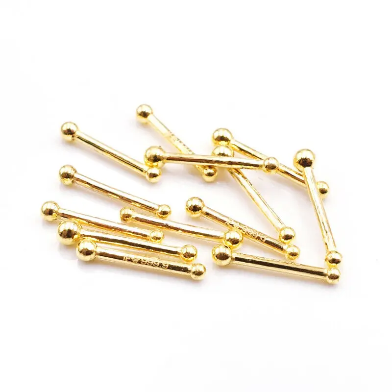 

1pcs Pure 999 24K Yellow Gold Ear Bar Ear Protector Health Double-ended Ball Mini Earring Stud Only 1 Piece