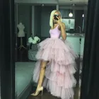 Женская юбка в пол, розовая юбка из тюля, с оборками в несколько рядов, для официальной вечеринки, на заказ, пышная балетная юбка