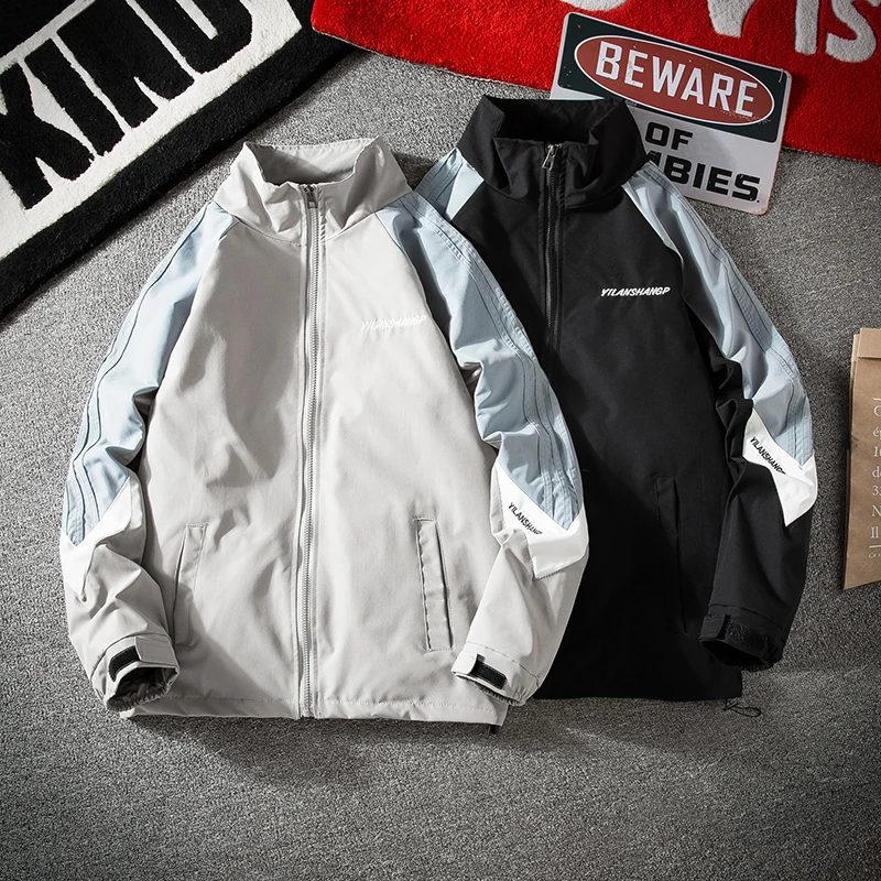 

2021 new stand-collar embroidered jacket men, spring trend Japanese contrast stitching slim jacket high-quality baseball uniform