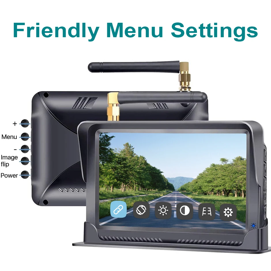 $58.79 GreenYi 5 Inch Wireless IPS Car Monitor DVR 1080P Reverse Rear View Camera Driving Kit with Stable Digital Signal Auto Parking