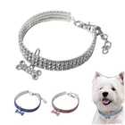 Ошейник для собак, украшенный кристаллами, бриллиантами, блестящие стразы, однотонный ошейник для маленьких и средних собак, товары для домашних животных