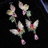 hoyon new fairy butterfly water drop earrings all match dinner wedding dress earrings real 100 14k gold color