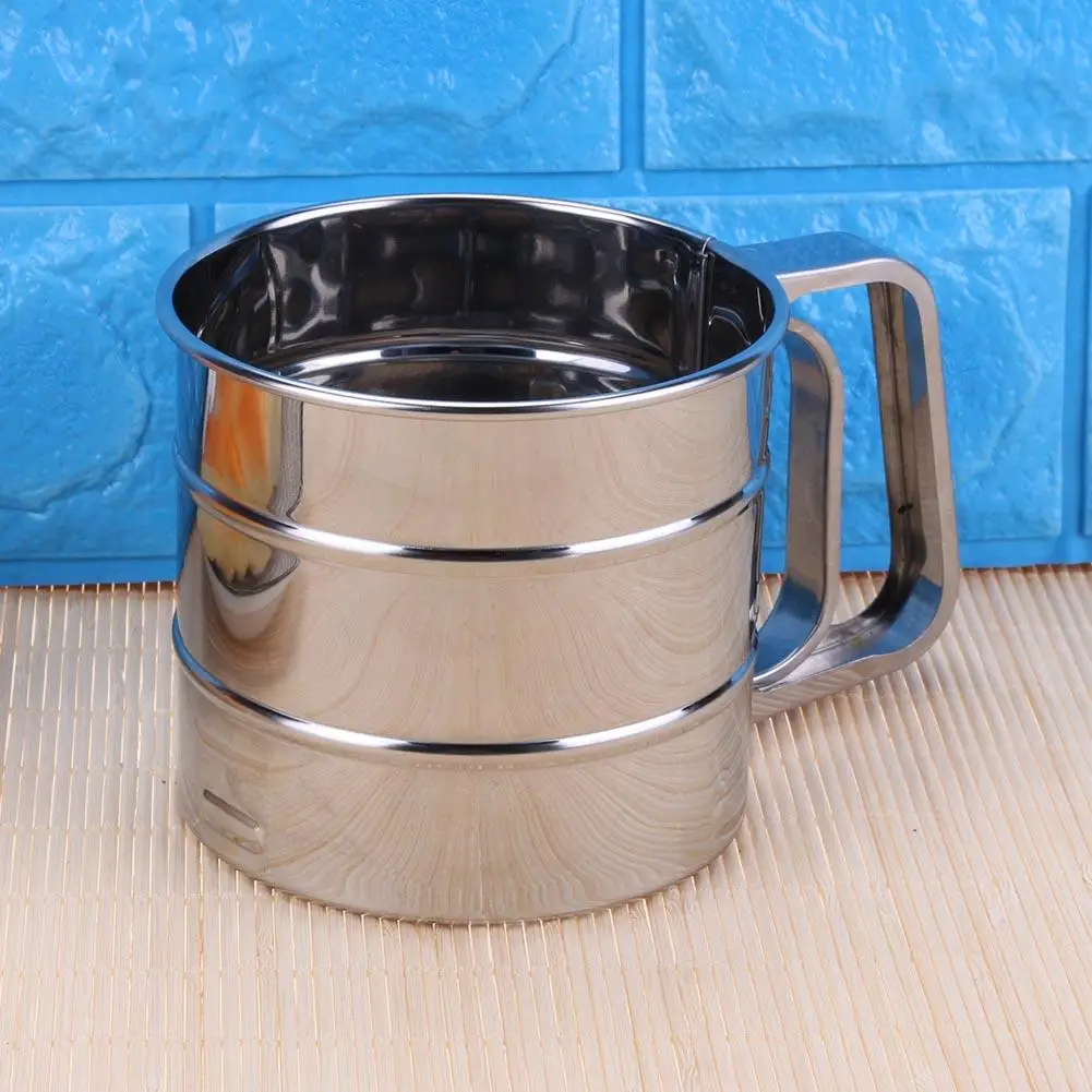 Stainless Steel Mesh Flour Sifter Mechanical Baking Icing Sugar Shaker Sieve Cup Shape Bakeware Pastry Tools | Дом и сад
