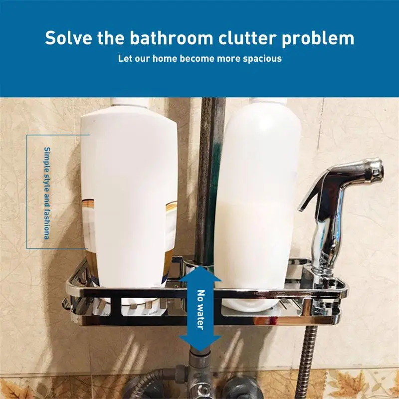 

Shower Shelf Rectangle Detachable Lifting Storage Tray Rack Plastic Holder Saving Space Kitchen Bathroom Decor Accessories