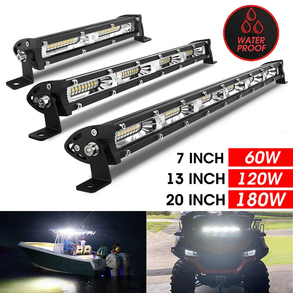 Mintiml 7" 13" 20" inch Ultra Slim Barra Led 12V 24V Flood Single Row Led Bar 4x4 Fog For Car Truck ATV Jeep Off road Light Bar