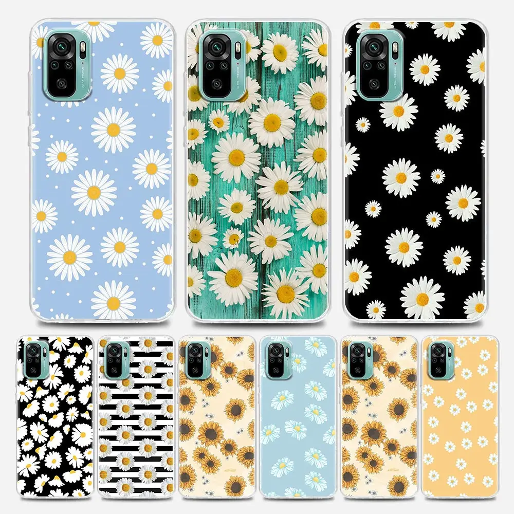 

Vintage Flower Little Daisy Clear Phone Case for Xiaomi Mi 11 10 10T Note 10 Mi 9 SE Mi 11T Pro Poco X2 M3 F3 X3 M4 Soft Silicon