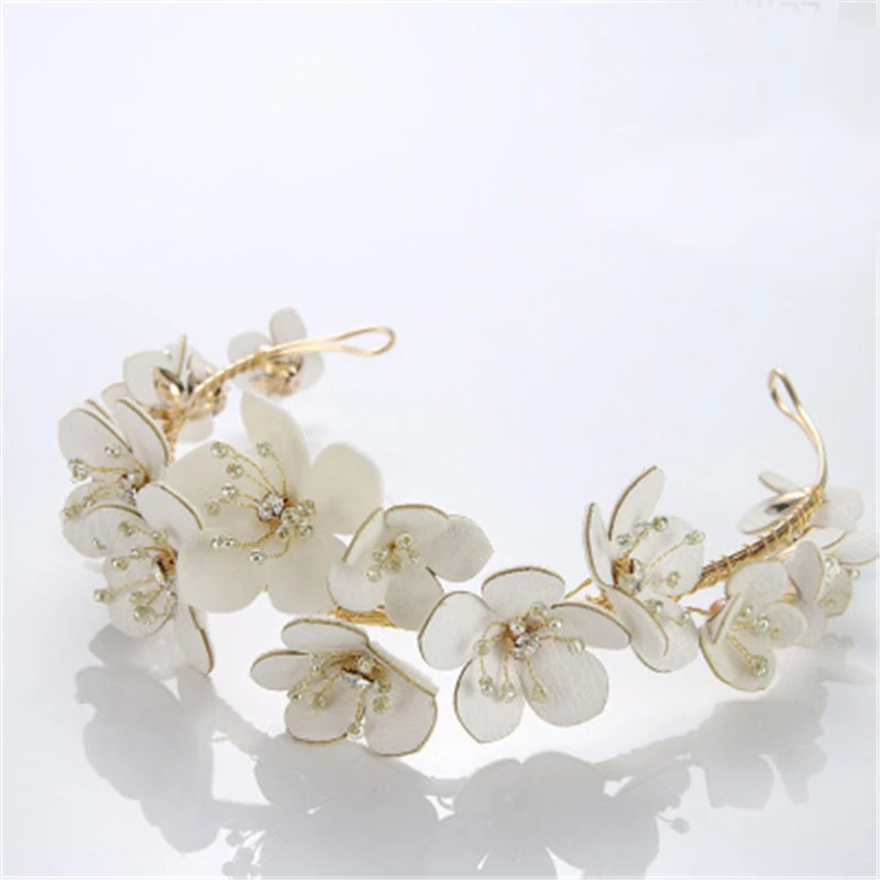 Hot White Flower Bridal Hairpins Beauty Handmade Floral Crown Wedding Jewelry Hair Accessories Rhinestone for Bride | Свадьбы и