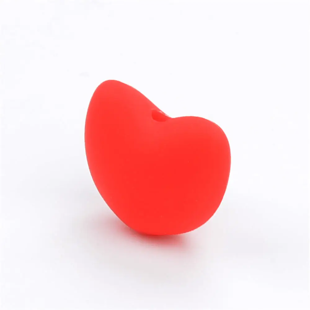 LOFCA-Cuentas de silicona sueltas en forma de coraz&oacute;n para dentici&oacute;n, collar con colgante, cuentas para mordedor de beb&eacute;, seguro, BPA, DIY, 50 Uds.-1