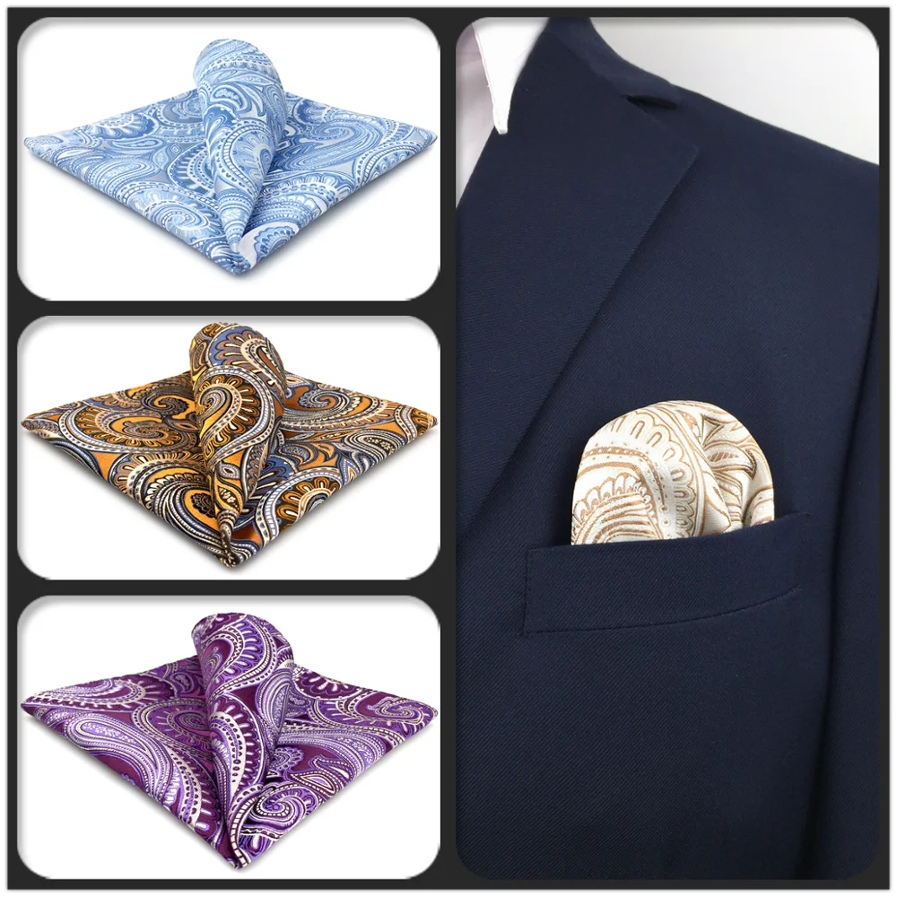 Многоцветный Пейсли нагрудный платок Шелковый Классический мужской носовой