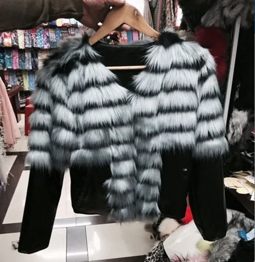 European American Copy Fur Outwear Women's Autumn Winter New Street Imitation Leather Jacket Women Copy Fur Jacket B12