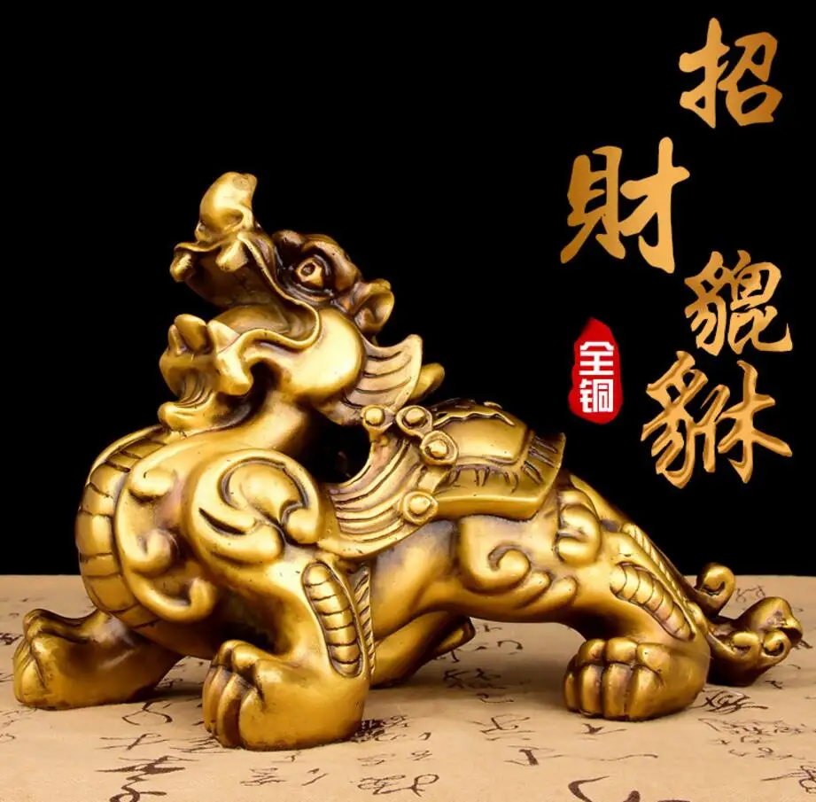 Медная статуя пара открысветильник размер Picchu Qilin гостиная домашняя мебель