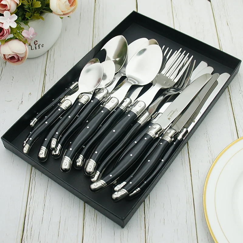 Стиль Laguiole Радужный набор посуды Красочные столовые приборы из нержавеющей