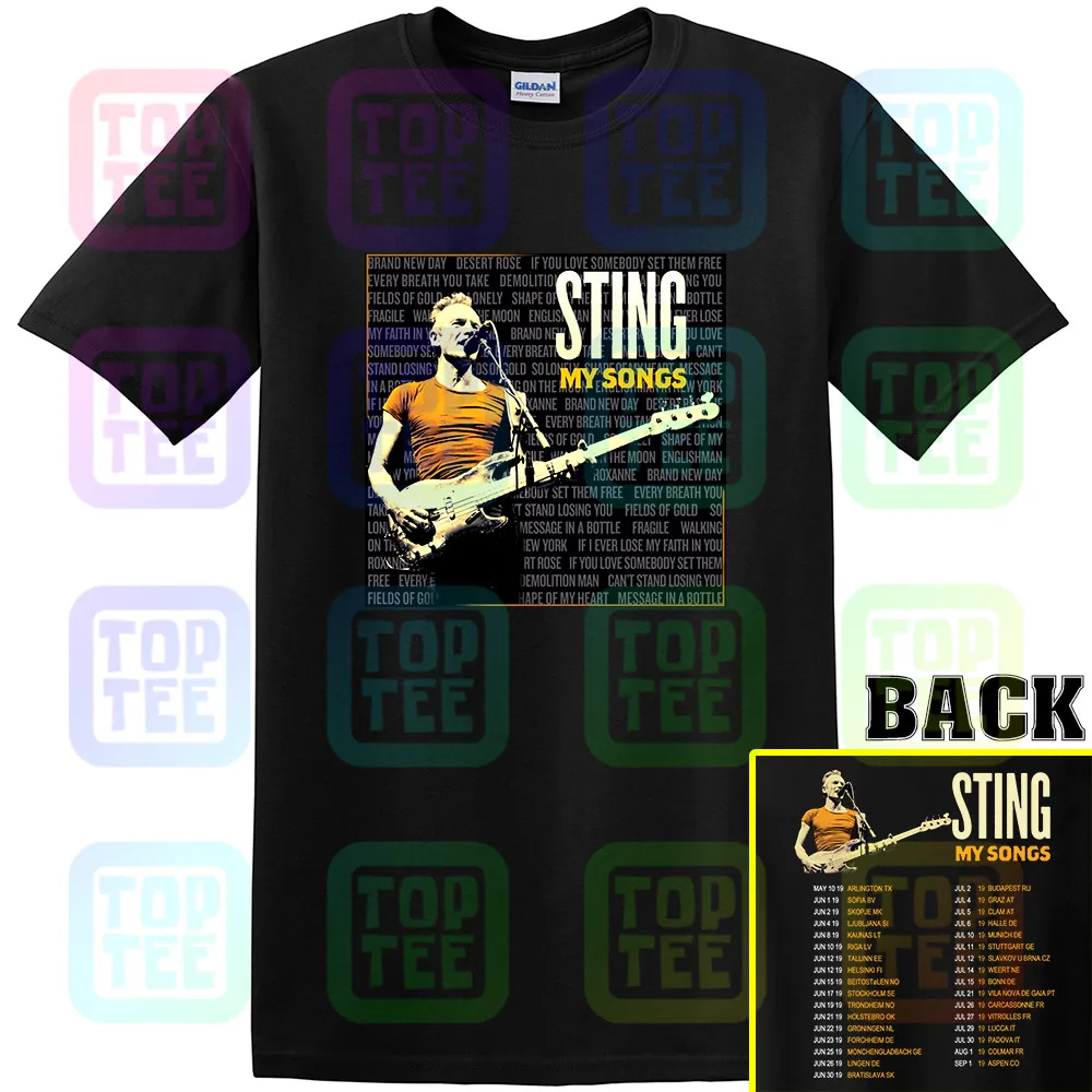 Черная футболка Sting My Song Tour Размеры S 3XL 2019|Мужские футболки| |