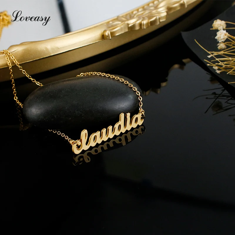 claudia name necklace stainless steel 18K real gold necklace for womensPersonalized custom name jewelry gift