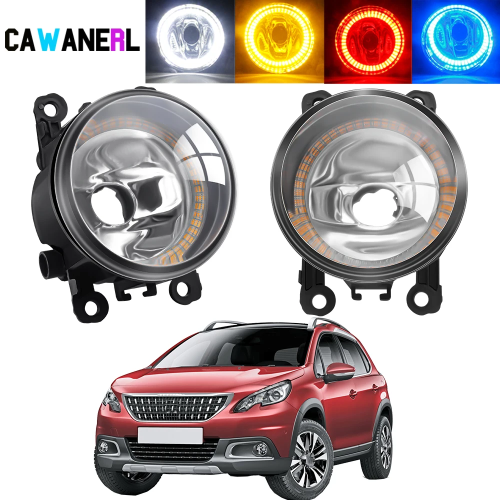 

2 X противотумансветильник Angel Eye в сборе, автомобильные кольцевые Противотуманные фары DRL, противотуманные дневные ходовые огни H11 для Peugeot 2008 2013 2014 2015 2016 2017 2018