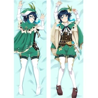 anime game genshin impact venti dakimakura otaku throw cushion pillow cover barbatos male body cosplay huggable bed pillowcase