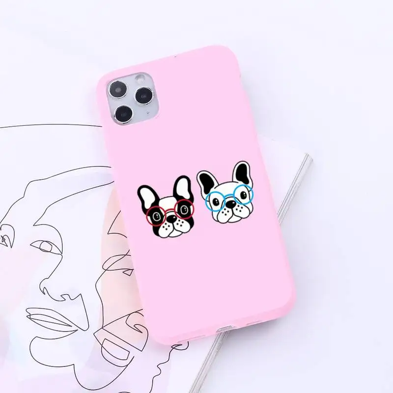 

French bulldog pet cute dog animal Phone Case Candy Color for iPhone 6 7 8 11 12 s mini pro X XS XR MAX Plus