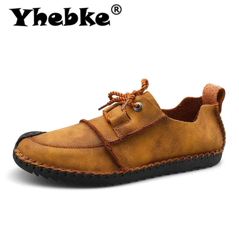 Yhebke/брендовая мужская обувь Кожаные повседневные лоферы на плоской подошве