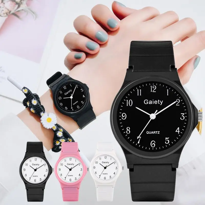 

Gaiety High Quality New Ladies Watch Black Silicone Simple Ultra-thin Fashion Small Daisy Quartz Watch Bracelet Combination Set