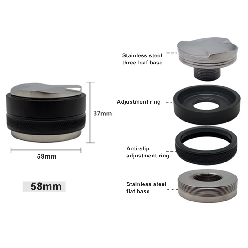 

58mm Coffee Distributor Distribution Double Head Anti-slip Adjustable Leveler Tool TP-Hot