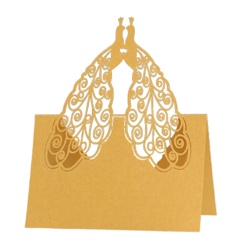 50 шт. Павлин лазерная резка настольный Имя Место карты открытки кружева имя