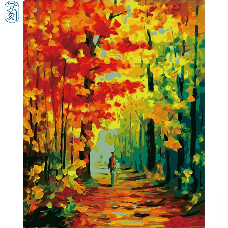 Цвет дерева. 40x50 см, живопись по номерам, сделай сам, настенное искусство, украшение гостиной, пейзаж, фигура, животное, цветок, мультфильм - Цвет: FE434