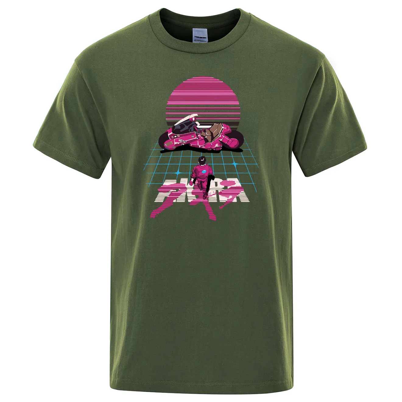 

Футболка Akira Synthwave мужская с японским аниме, модная тенниска из хлопка с принтом в повседневном стиле, Удобная майка, лето 2019