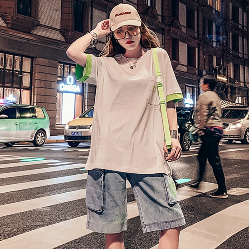 

Short-sleeved women's 2021 summer new fashion casual sports white round neck summer t-shirt top bottoming shirt