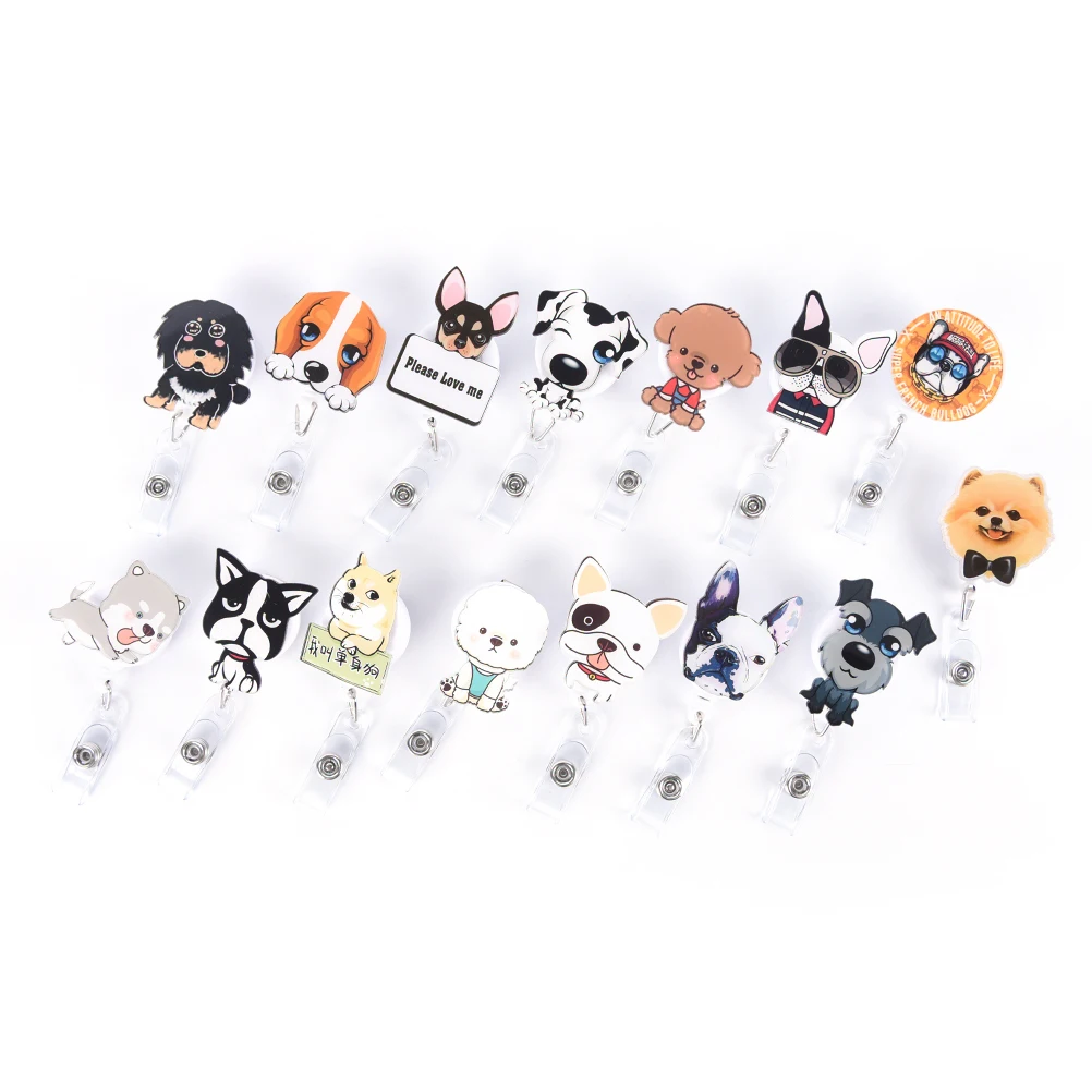 

1Pcs Mini Cartoon Dog Retractable Badge Reel The New Student Nurse Exihibiton ID Name Card Badge Holder Office Supplies