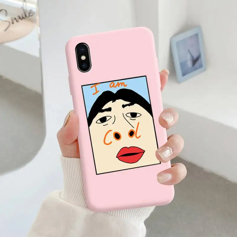 

Funny I Am Cool Pattern Phone Case For Iphone 6 6s 7 8 Plus XR X XS XSmax 11 12 Pro Mini Max Candy Pink Silicone Cover