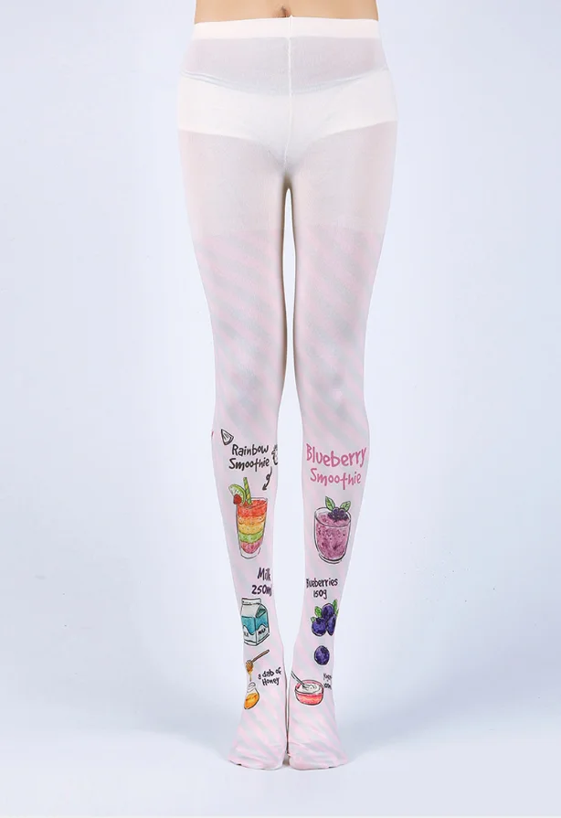Funning Womens Creative patterned tights silk stockings drinking printed pantyhose spring and autumn high quality