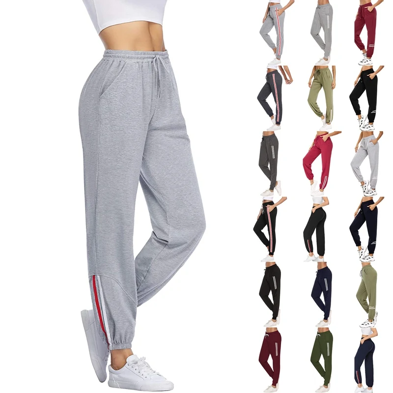 

Laamei Women Side Striped Sweatpants Women Casual Harem Pants Loose Elastic Trousers Women Black Sport Gym Sweat Pants Female