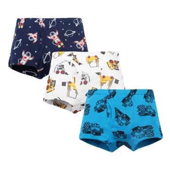 Autumn Spring 3 Piece Kids Boys Underwear Cartoon Children's Boxers Stripes Teenagers Cotton Underpants For Kids Fashion Clothes 1
