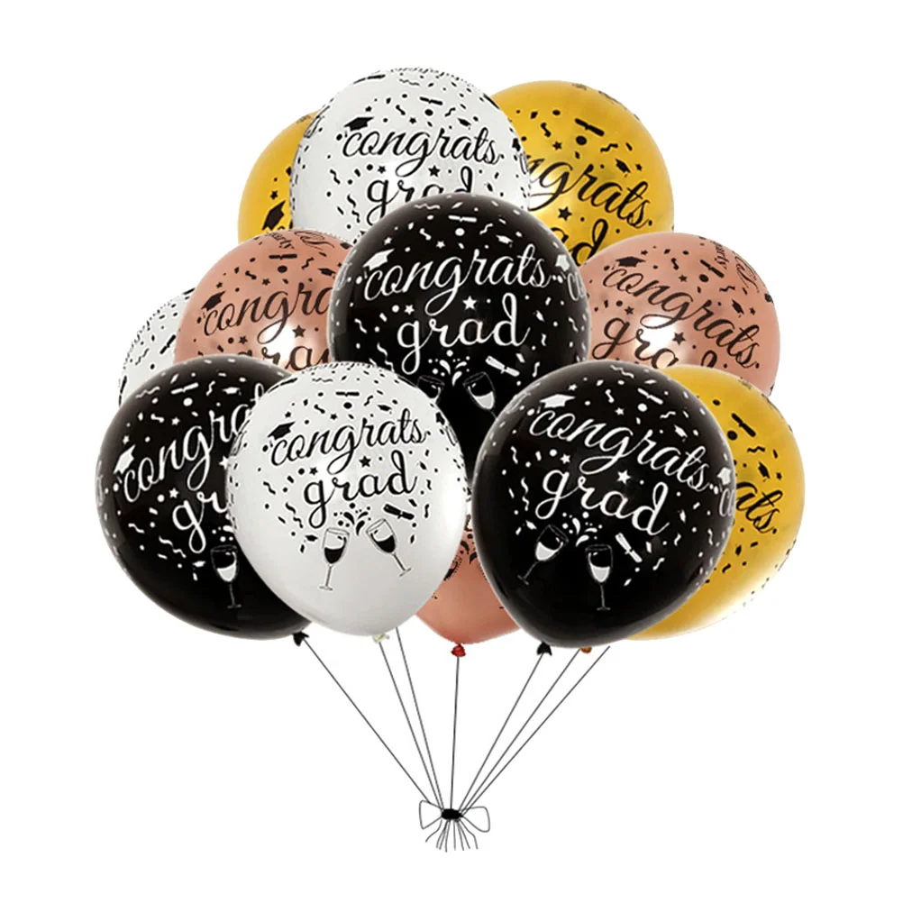 

50pcs 2.8g 12 Inches Colorful Graduation Balloons Letter Printing Latex Balloons Graduation Party Decorative Props Background