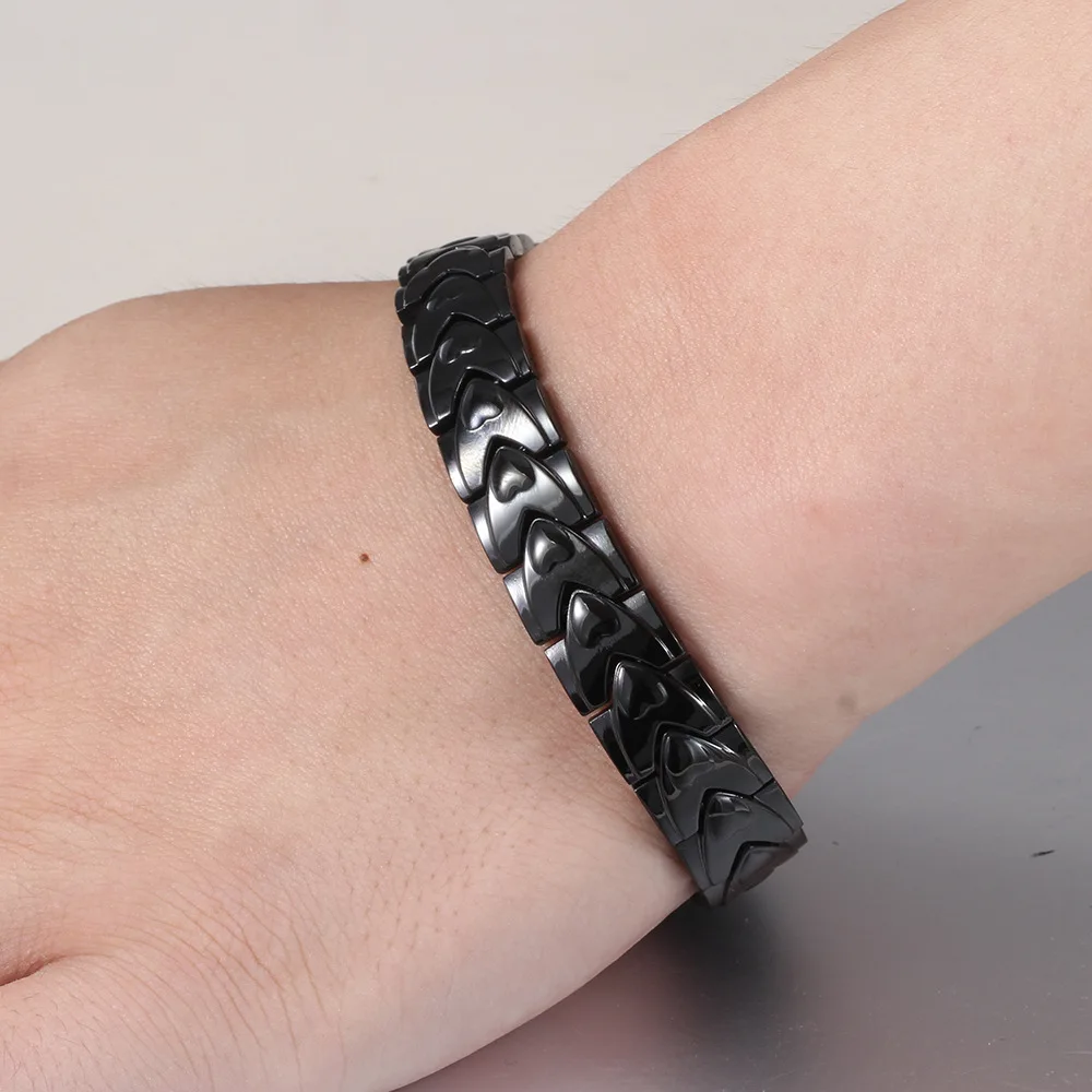 Черный магнитный браслет мужские браслеты из нержавеющей стали для женщин