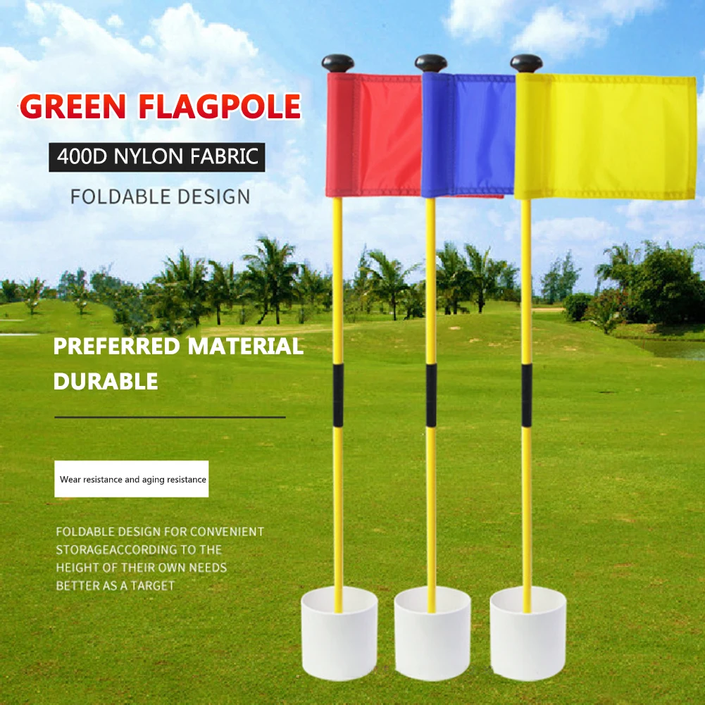 Portable Detachable Golf Flagsticks Putting Green Flags Hole Cup Set Pin for Driving Range Outdoor Backyard Practice | Спорт и