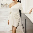 Женвечерние вечернее платье YIGELILA, белое однотонное платье выше колена, с длинным рукавом, 65311