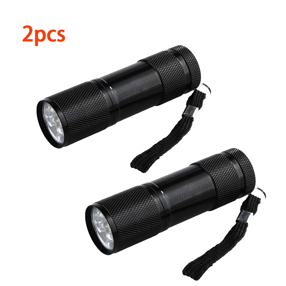 2pcs Flashlight УФ фонарик светильник ультрафиолетовый светильник 9 светодиодный Портативный ультрафиолетового флэш светильник ультра фиолетовые чернила Маркер фонарь светильник 3AAA батарея UV светильник - Мощность в ваттах: 2pcs Flashlight