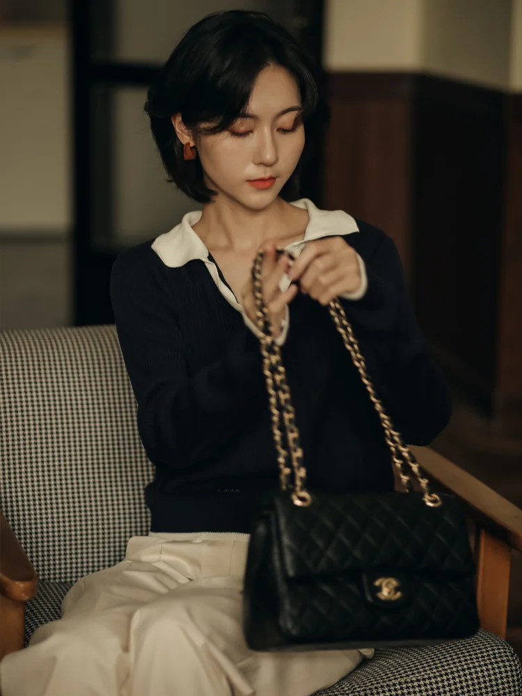 Новинка Осень 2021 женский свитер с V-образным вырезом Корейская литература и