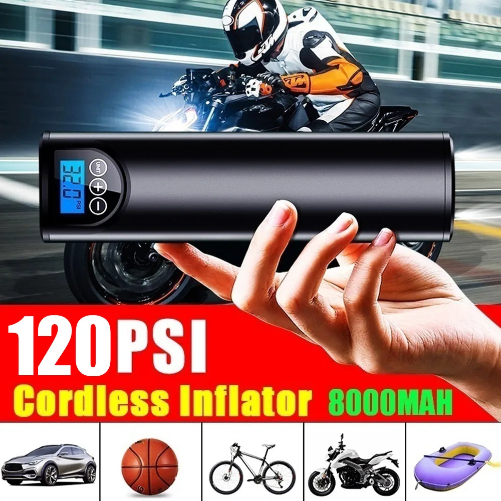 Barato Mini Compresor De Aire Portátil Para Coche, Inflador De Neumáticos Conveniente Para Bicicleta De Montaña Y Carretera, Pantalla Digital Recargable, Accesorio De Bomba De Neumáticos