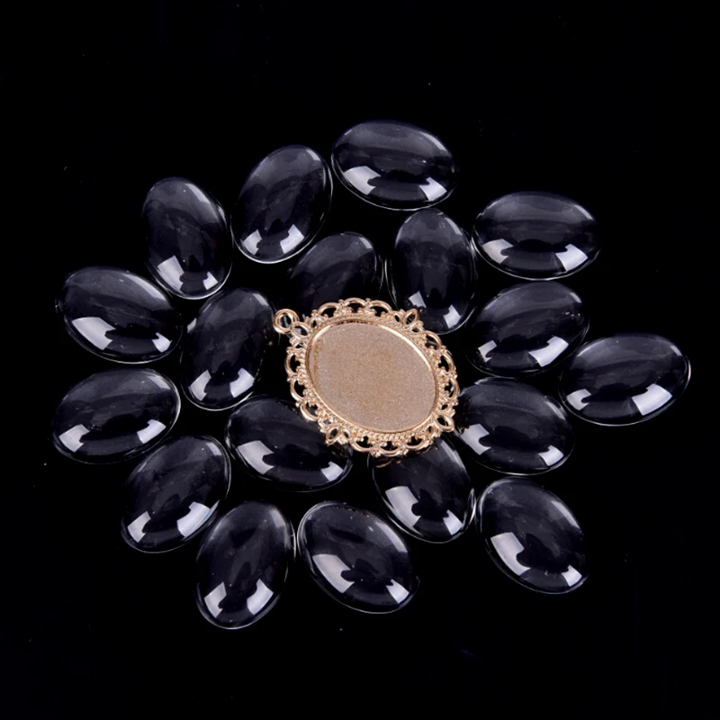 

60Pcs Round Pendant Tray With Glass Cabochons Base Cabochon Frame With Glass Dome Setting Tray For Vintage Necklace 5 Colors