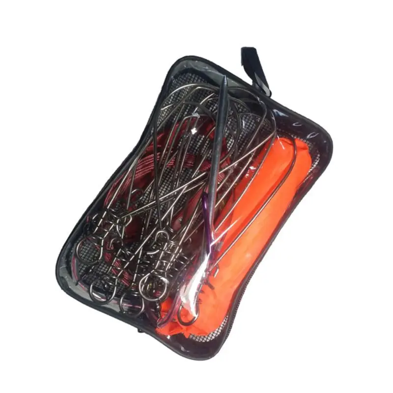 

10m Metal Fishing Stringer Kit Live Fish Large Buckle Lock Holder with 10 Snaps 24BD