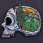 Pulaqi череп натуральный в полоску с аппликацией и патч DIY горы вышитые патчи для одежды наклейки нашивка из путешествия на одежде badg