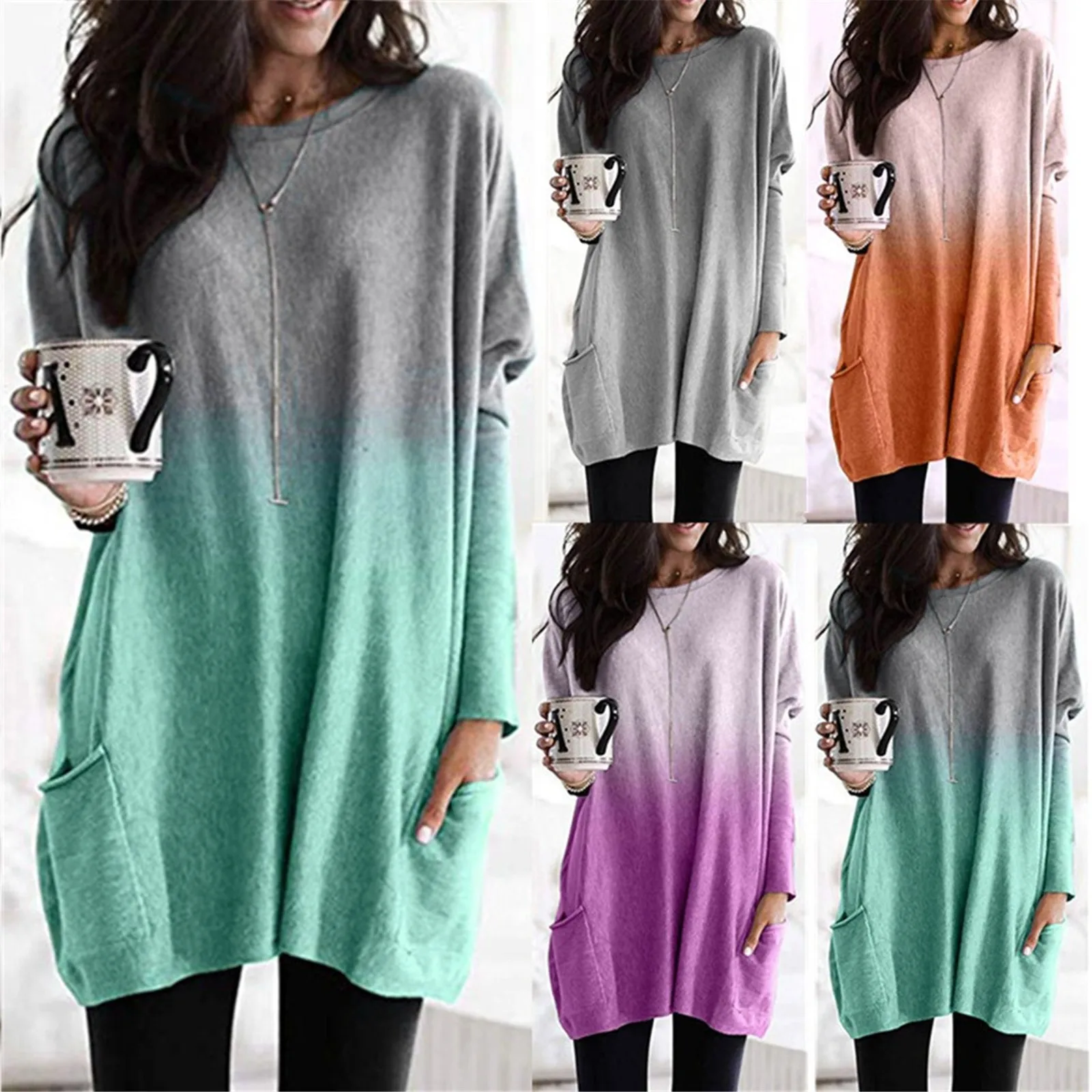 Женская зимняя длинная футболка с длинным рукавом Размеры d | одежда